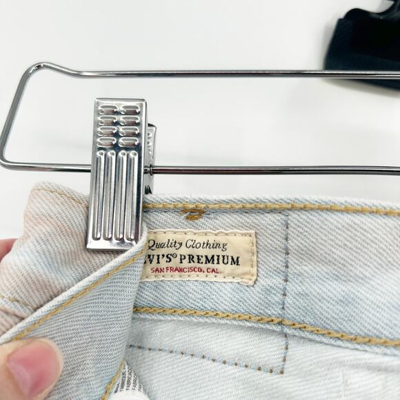 Levis Womens Dyed Raw Hem High Rise Ribcage Wide Leg Jeans Size 24 Light Wash - Picture 6 of 10